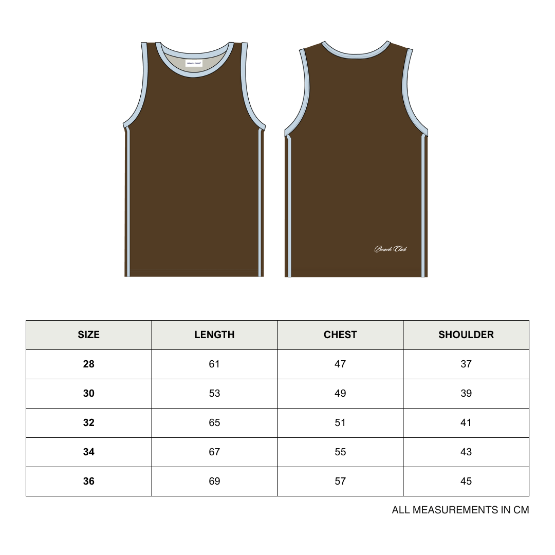 Double Stripe Vest size chart