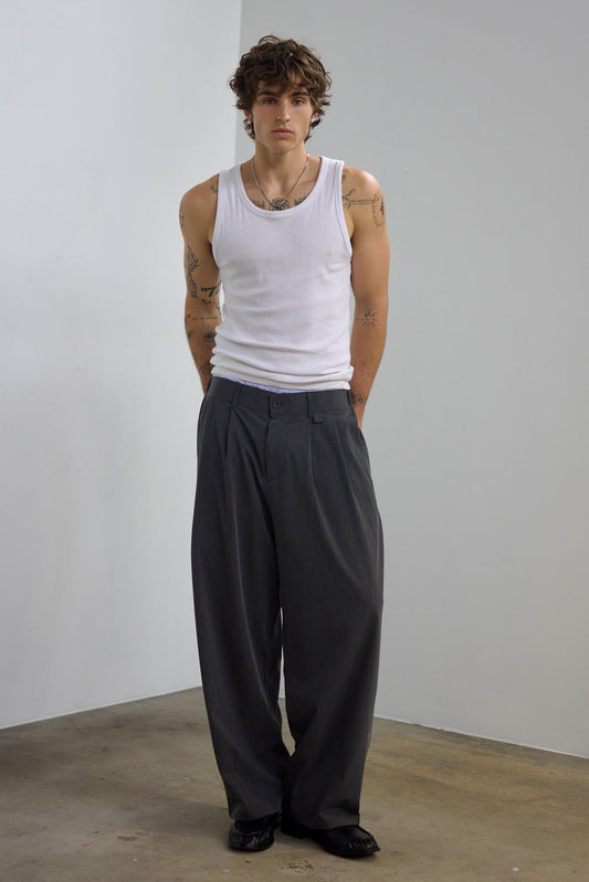 Pleated Pant - Smoke