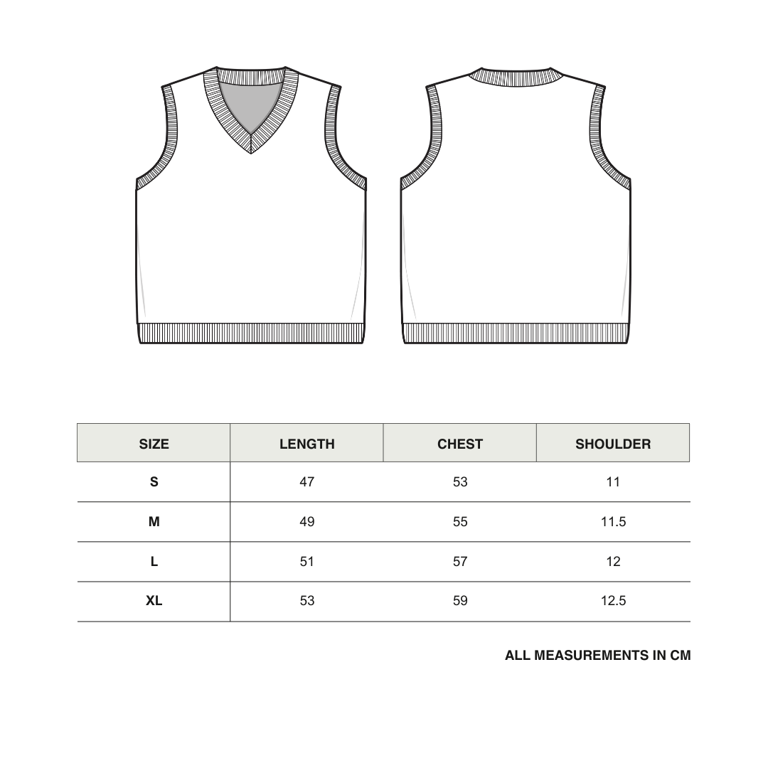 Signature Vest size chart