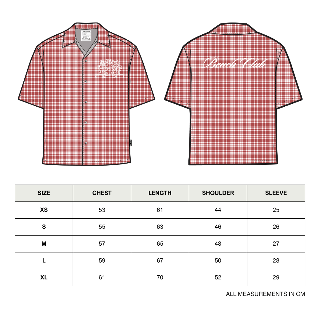 Midday Checked Shirt size chart