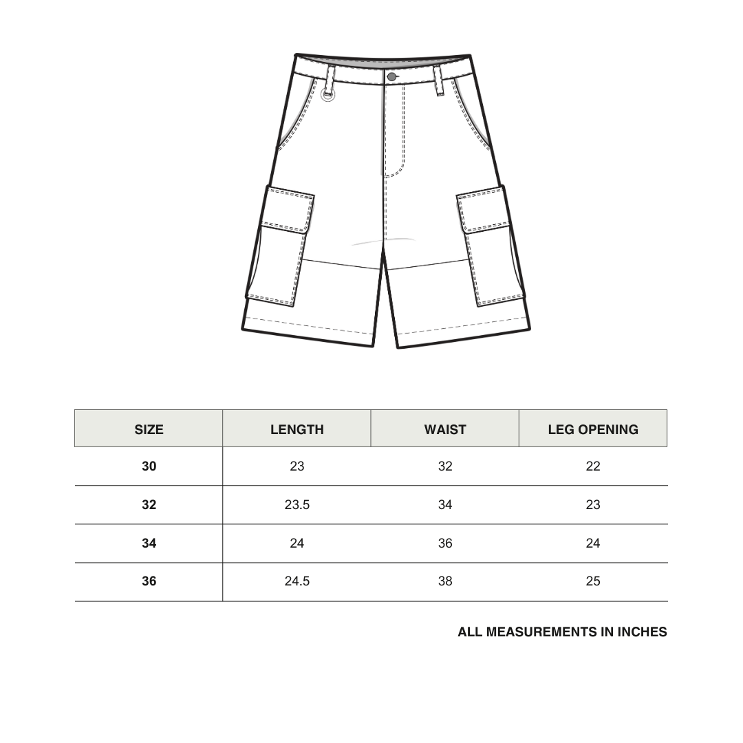 Cargo Shorts size chart