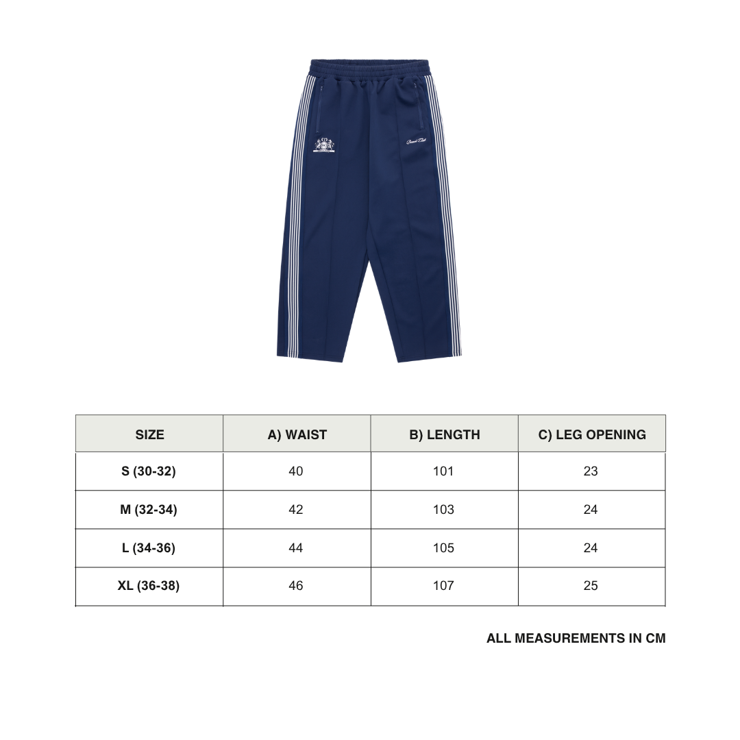 Signature Track Pant - Navy size chart
