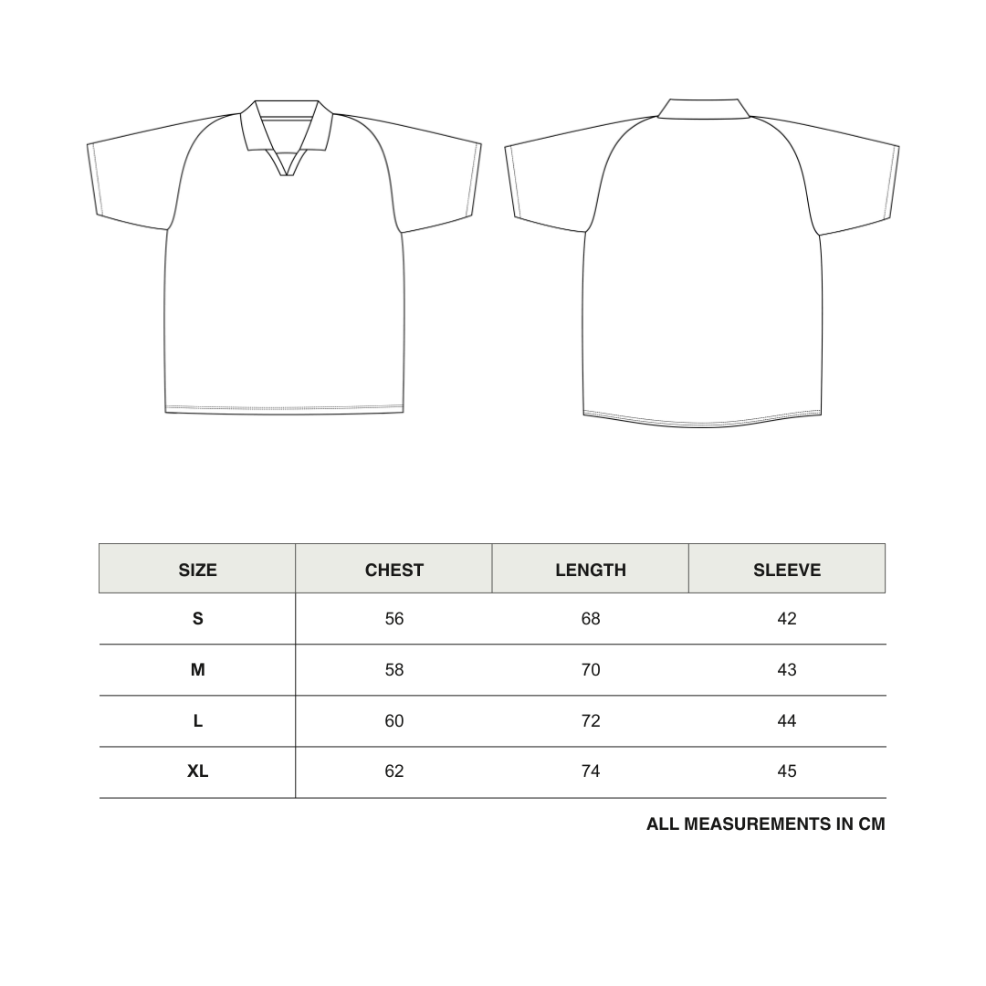 Beach Club Jersey size chart