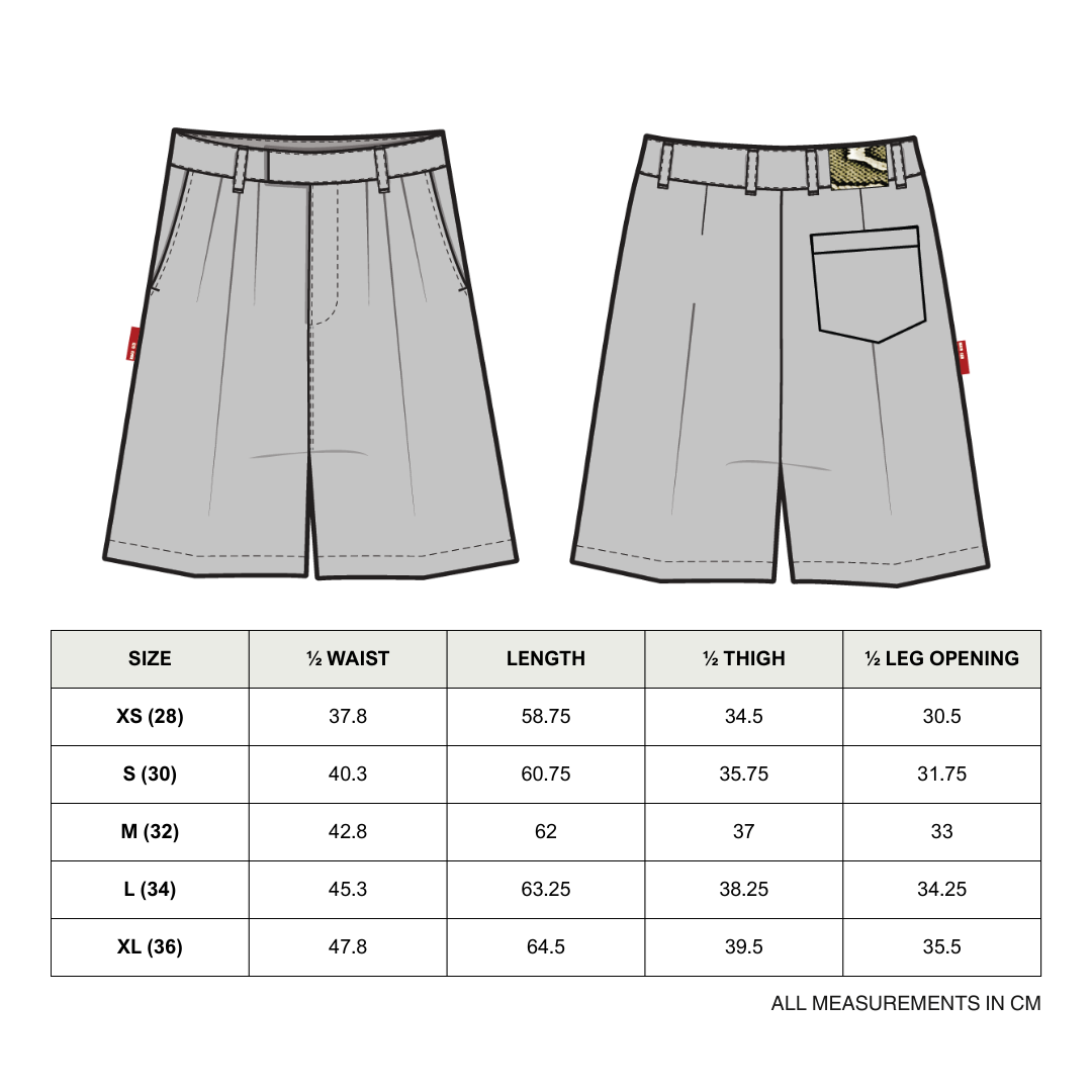 Date Night Pleated Shorts size chart