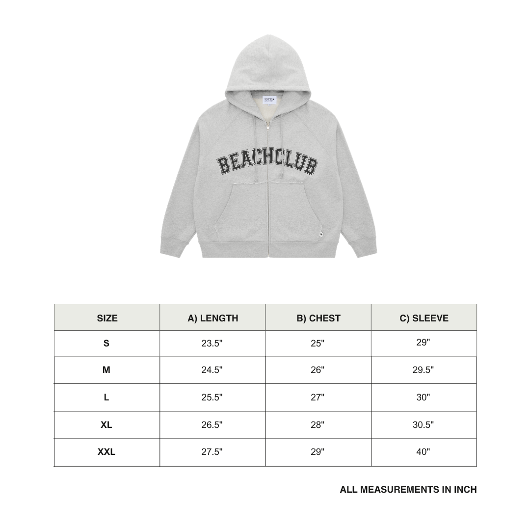 Varsity Hoodie size chart