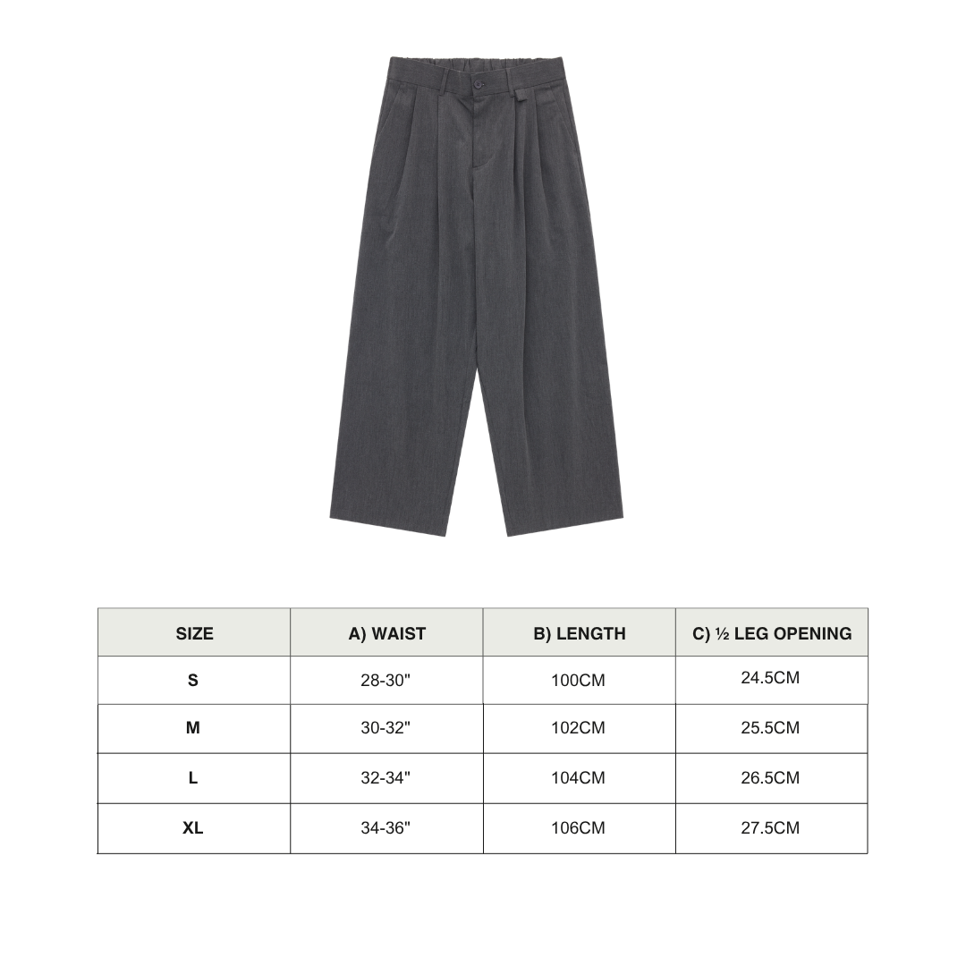 Pleated Pant - Smoke size chart